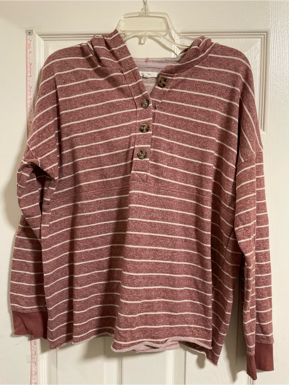 Maurice’s Women pull over striped hoodie with buttons